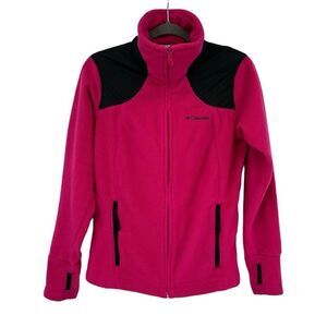 Columbia Fleece Full Zip Jacket Stand Up Collar Pink Women's Large